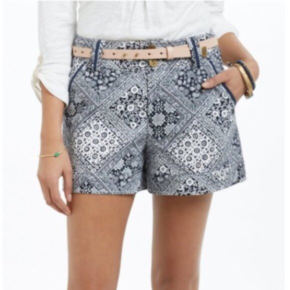Cartonnier by Anthropologie Bandana Print‎ Shorts – Size 6 – Navy & White - Picture 1 of 15